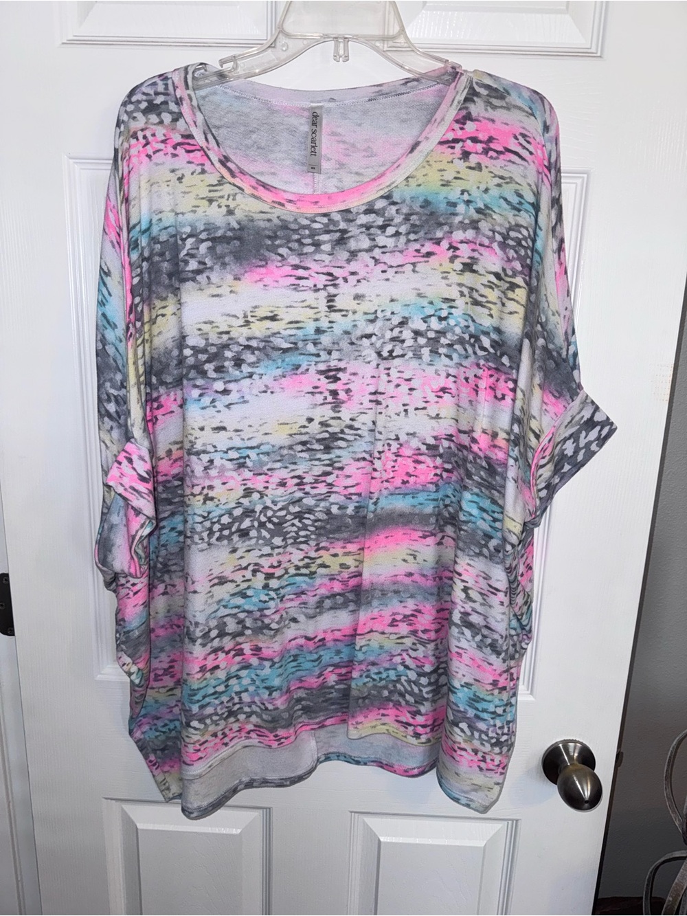 Relaxed Women's Multicolor Stripe Tunic - Pink & Gray